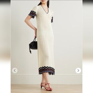 ERES Elegant Luna striped crocheted cotton-blend dress, NEW